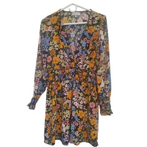 ANTHROPOLOGIE WAYF LONG SLEEVE FLORAL DRESS, SIZE LARGE